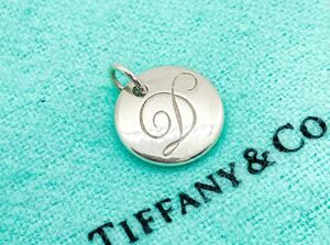 Tiffany & Co. Script Initial Letter D Disc Charm Sterling Silver Small